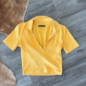 Zara Yellow Collared Crop Top